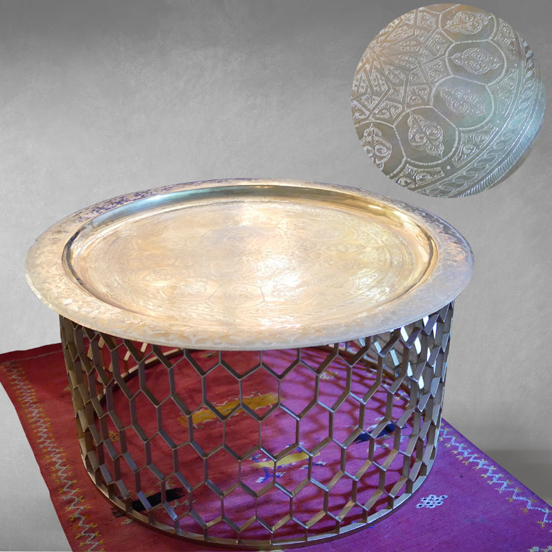Table basse en cuivre style marocain