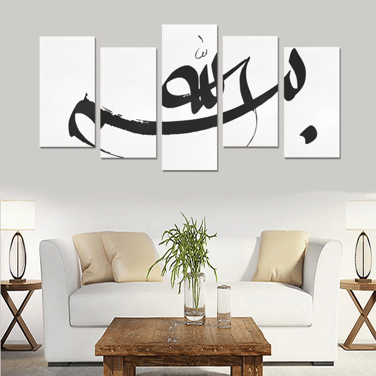 Ensemble de 5 peintures à l'huile sur toile (sans cadre)(bismi lAllah)