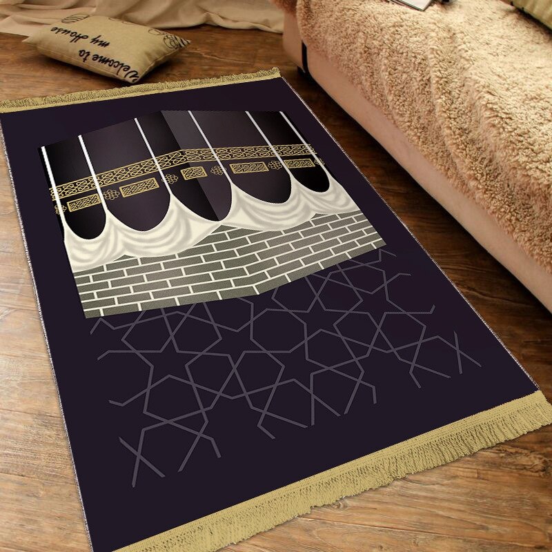 Tapis de prière de qualité (sajjada) en velours avec motif de La Kaaba  fabriqué en Turquie