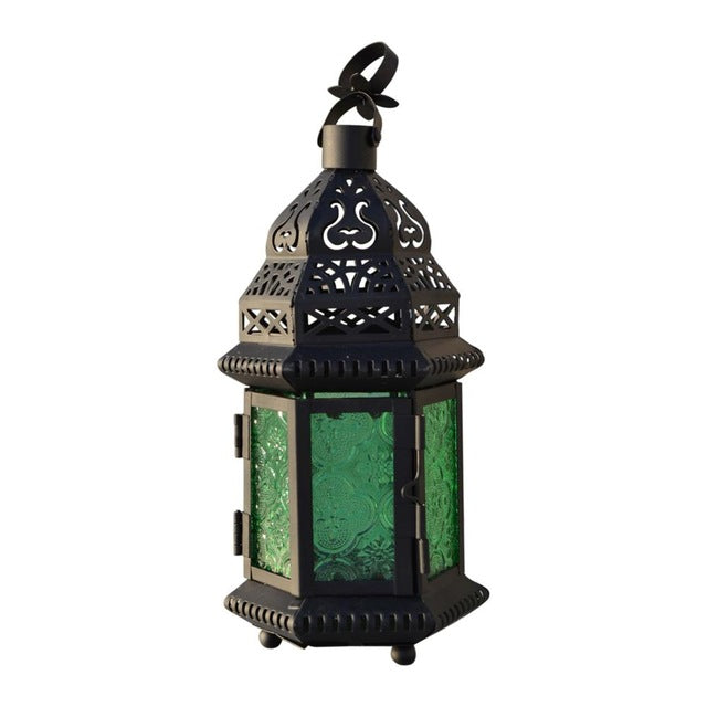 Lanterne suspendue, style marocain en métal et verre
