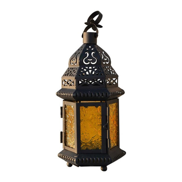 Lanterne suspendue, style marocain en métal et verre