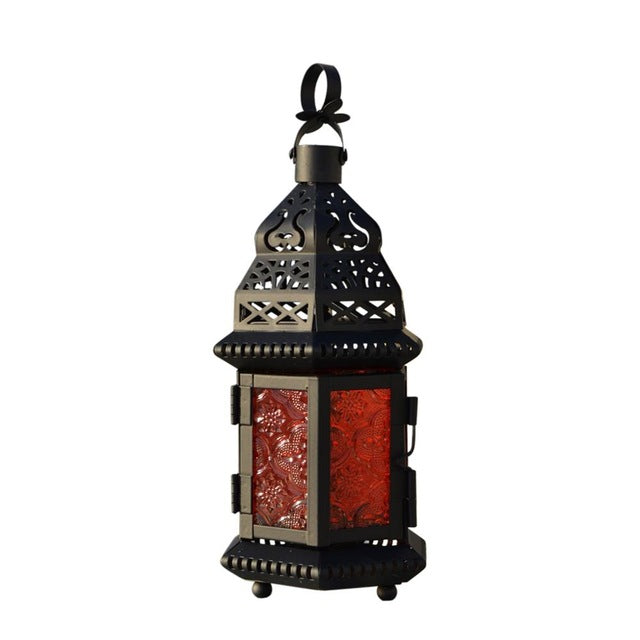 Lanterne suspendue, style marocain en métal et verre