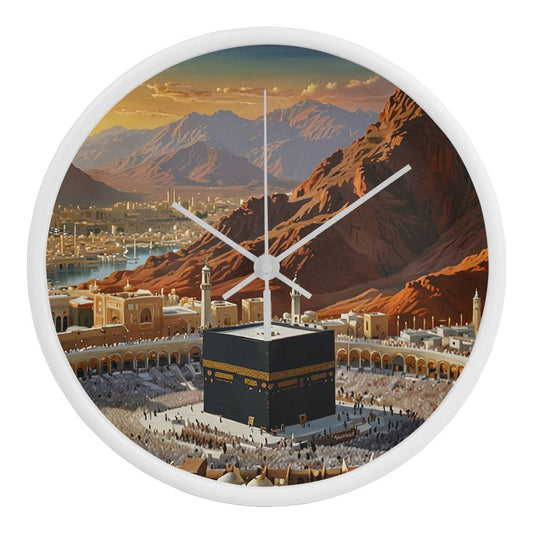 Horloge islamique La Kaaba La Mecque, Arabie Saoudite cadre en bois