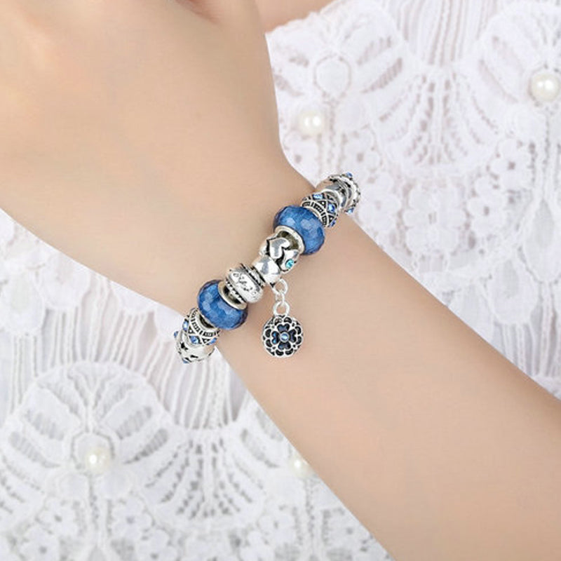 Bracelet, chaîne serpent perles de verre