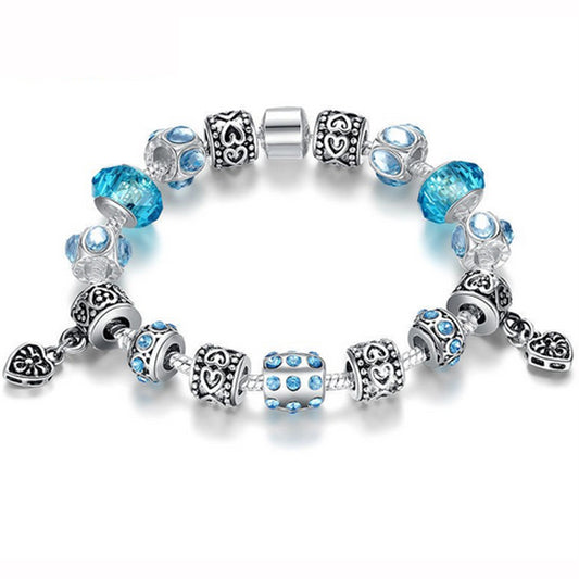 Bracelet perle de verre, bleu de murano