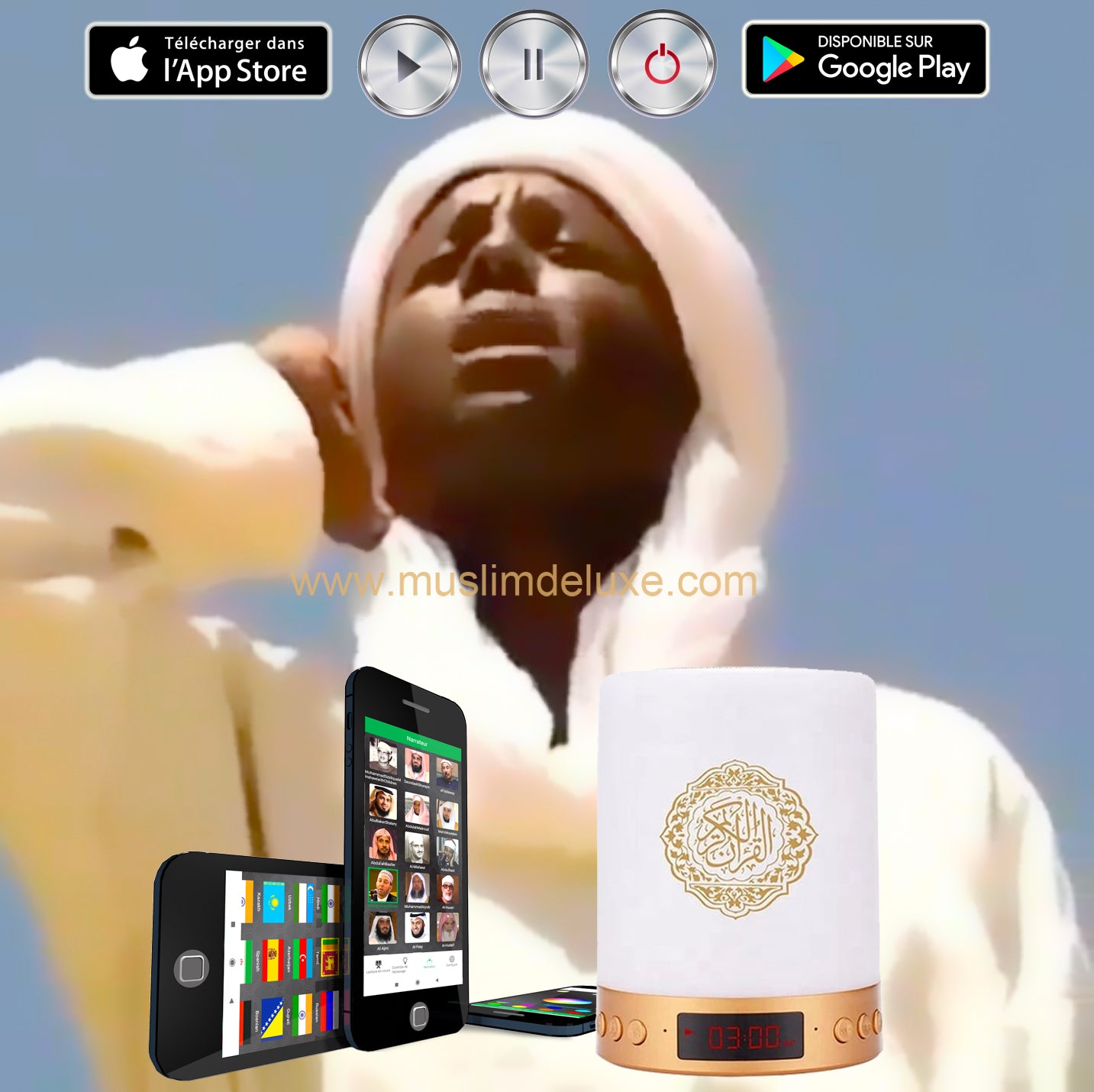 Veilleuse Coranique Adhan avec Application Enceinte Haut Parleur Quran