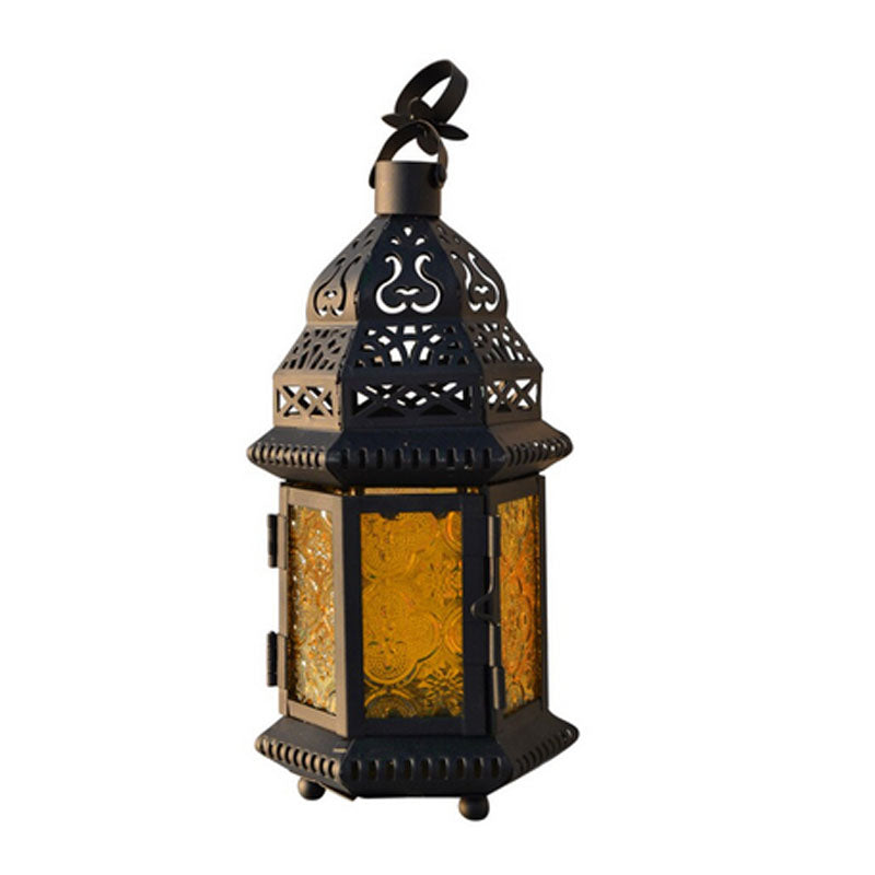 Lanterne suspendue conception marocaine en métal et en verre