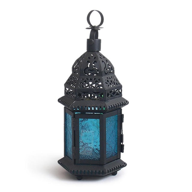 Lanterne suspendue, style marocain en métal et verre