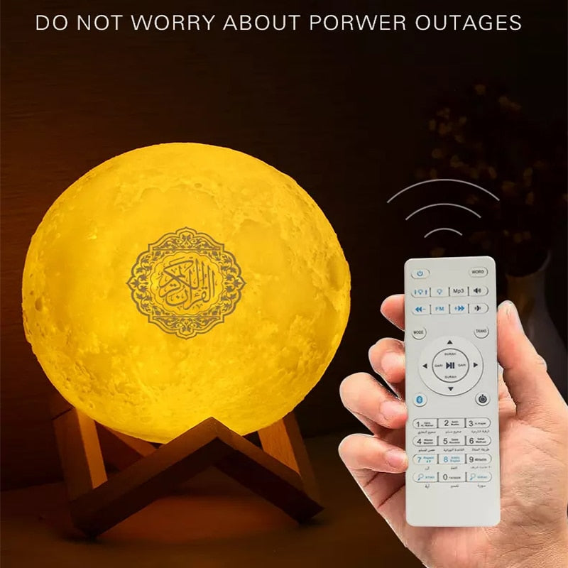Quran Bluetooth Speakers Colorful Remote Control Small Moonlight LED Night Light Moon Lamp Moonlight Wireless Quran Speaker
